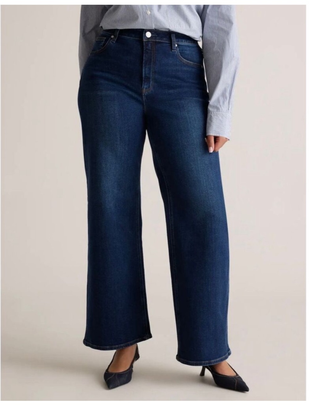 Quince Bella Stretch Wide Leg Jeans Midnight Blue Size 32